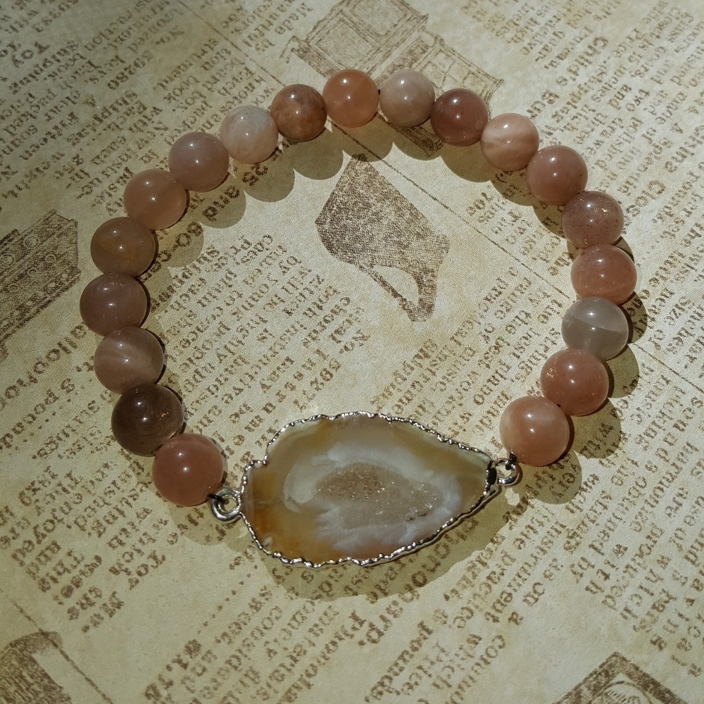 Sunstone Crystallized Agate Stretch Bracelet - image 2